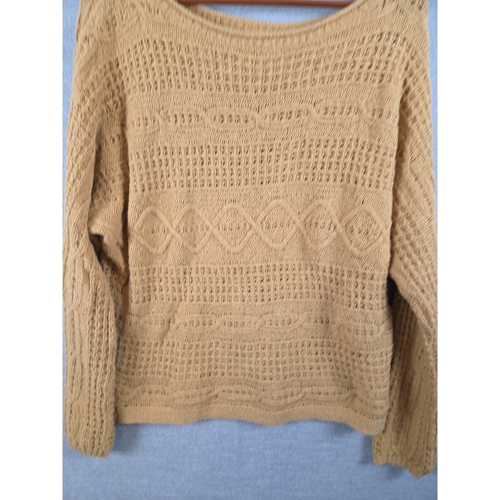 Abercrombie & Fitch Sweater Womens S Crochet Open Knit‎ Cottagecore Mustard Boho